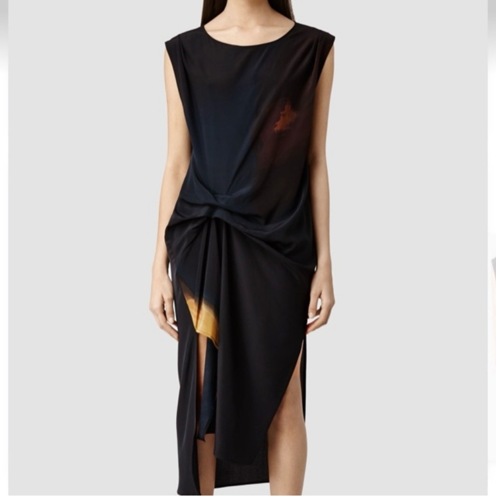 All Saints Riviera Ochre Silk Dress Size 4